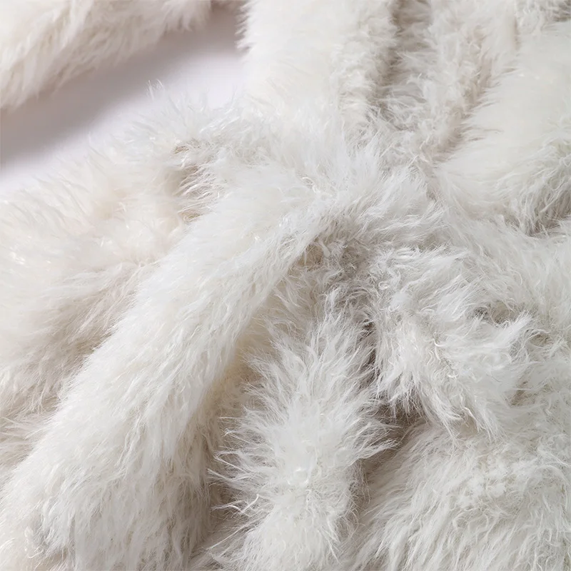 Description Picture 5 of itemCasual Belt Faux Fur Long Women Coat Urban Full Sleeve Lapel Pocket Thicken Female Streetwear 2024 Winter Elegant Lady Outwear