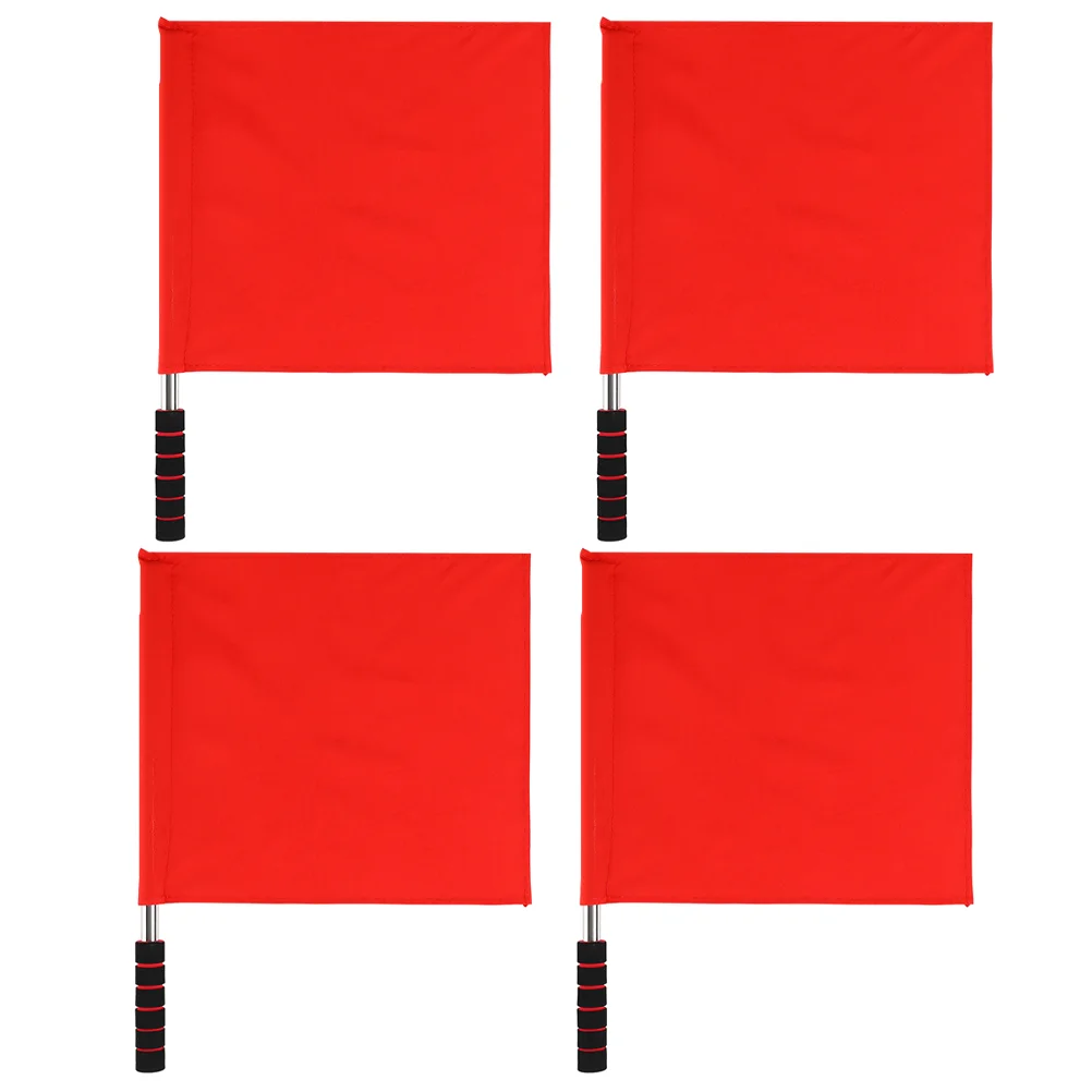 

4 Pcs Waving Flag Warning Signal Flags Handheld Conducting for Racing Commanding Referee Red Sports Equipment