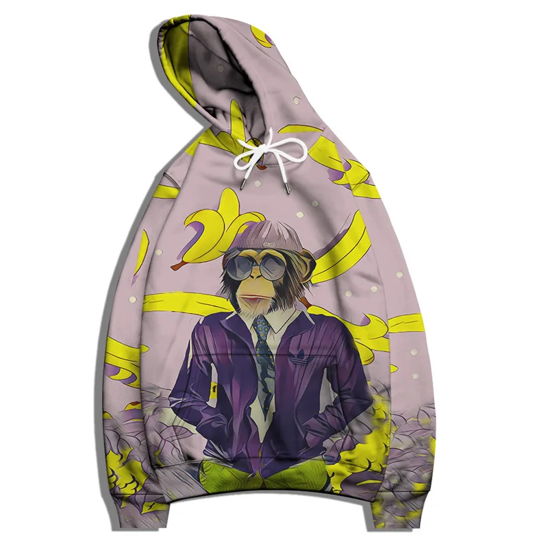 

Animal Monkey Banana Vortex Harajuku Style Mens 3D Hoodie Euro Size Clothes Pullover Female Outdoor Casual Hooded Sweatshirt 6XL