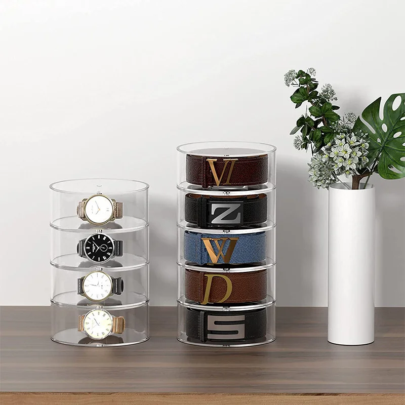 

Acrylic Transparent Storage Box Belt Jewelry Display Shelf Magnetic Suction Connection Infinite Superposition Organizer Boxes