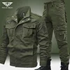 Big Size 6XL Military Sets Men Spring Autumn Military Bomber Jackets+Multi-pocket Cargo Pants 2 Piece Set Windproof Flight Coats 1