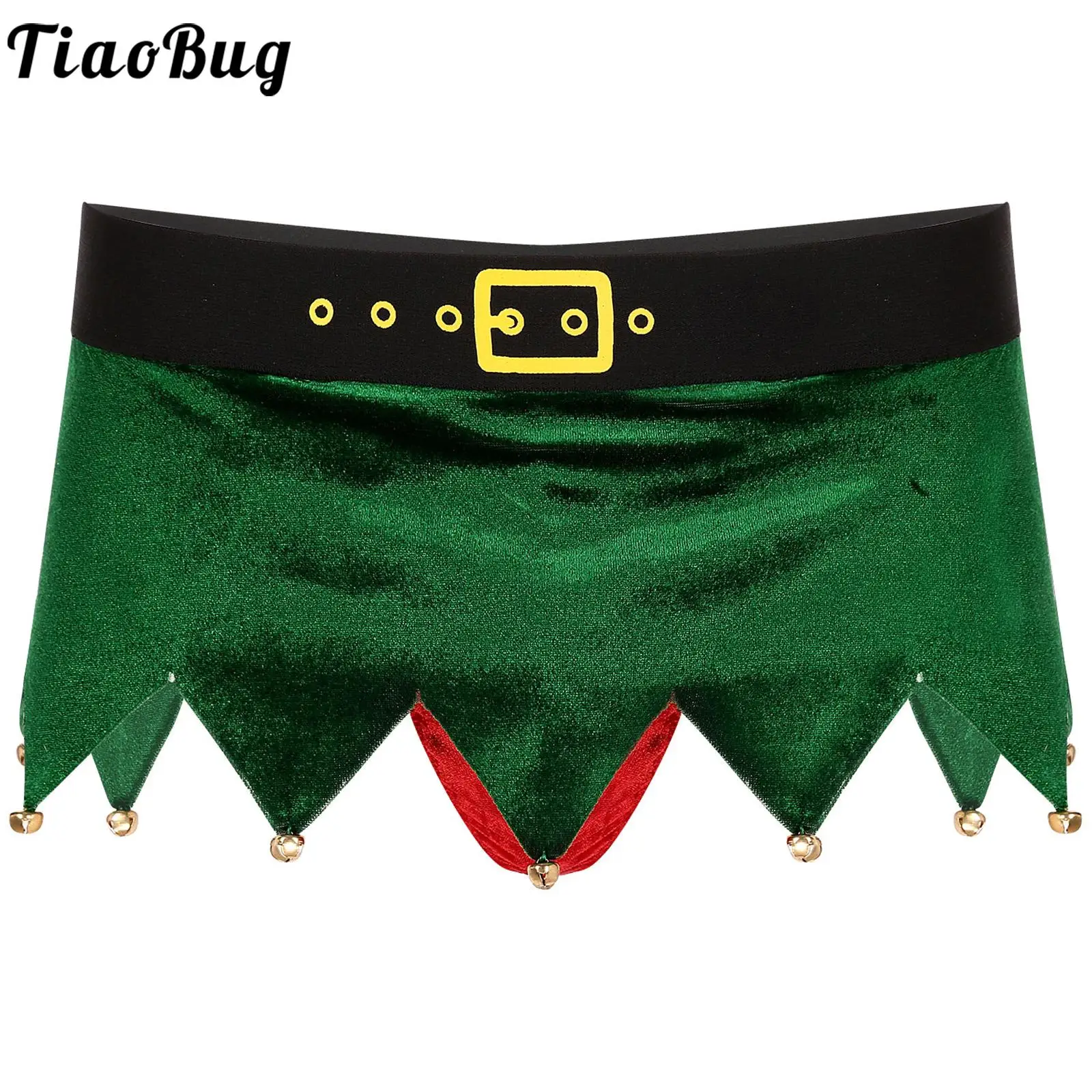 

Christmas Holiday Nightwear Men's Velvet Sissy Skirt Underwear Christmas Santa Claus Sexy Lingerie Bulge Pouch Jagged Mini Skirt