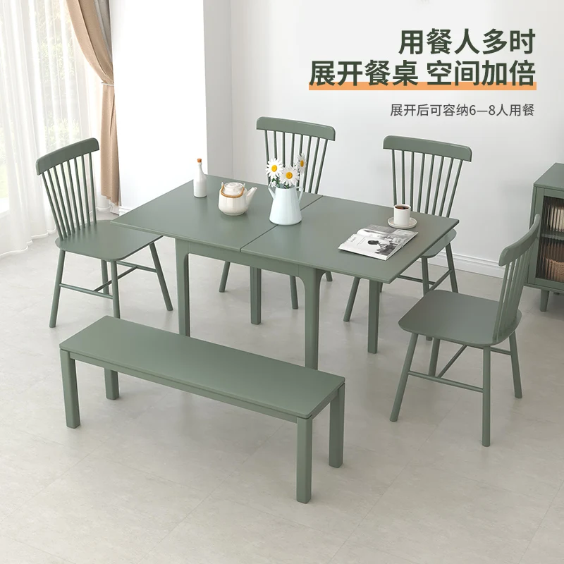 

Full solid wood dining table, small unit folding table, home restaurant table, square table
