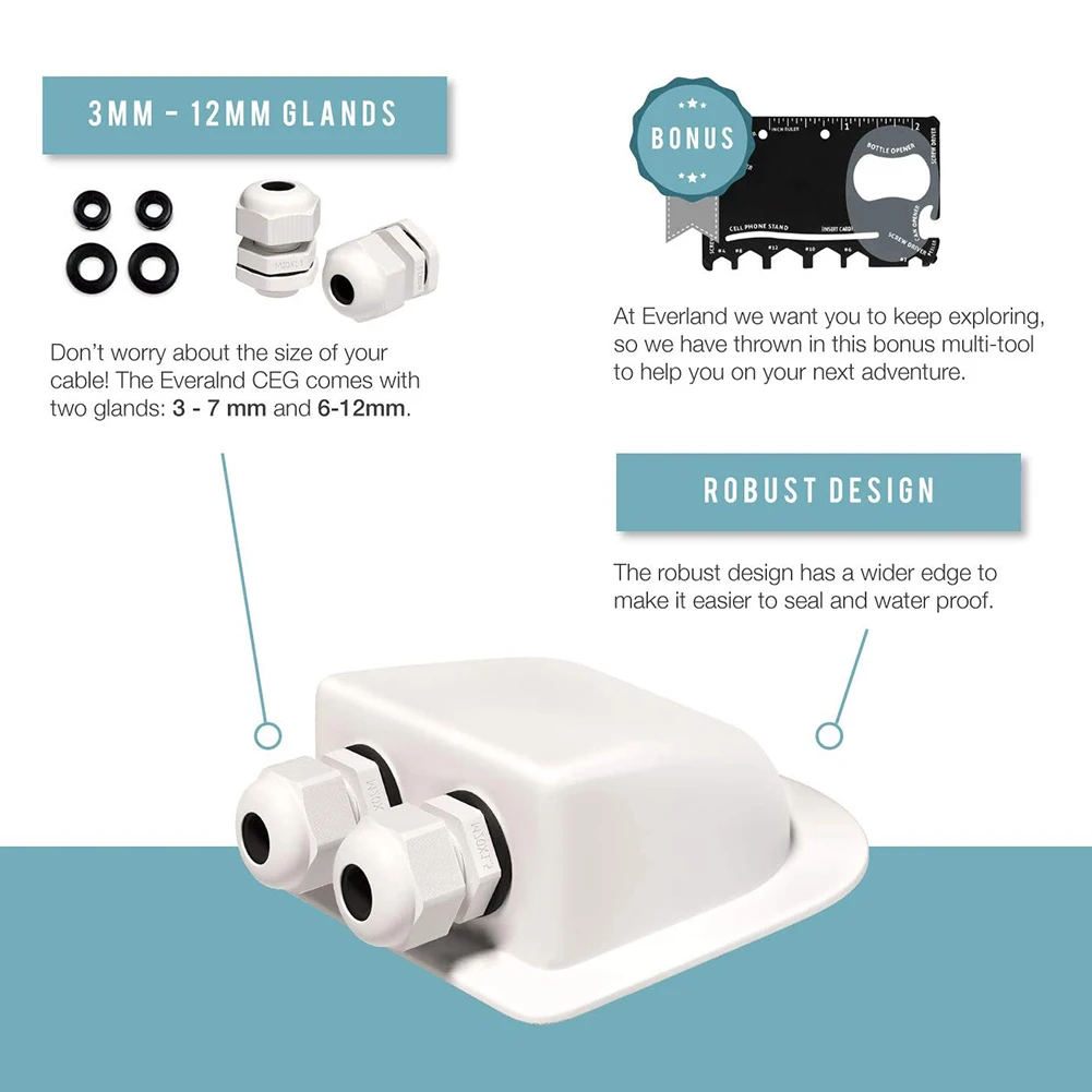 Single/Double Wire Caravan Junction Box Solar Panel Roof Wire Entry Cable Connector Holder Entry Gland Box Yacht Car Accessories