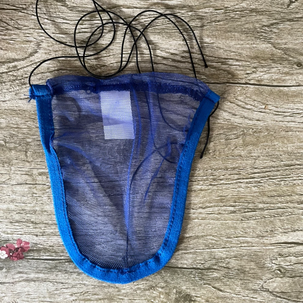 Hot Mens Tiny String Thong Colors Sexy Lace Up Pouch G-String Sheer Ultra-thin Bikini Briefs Soft Silky C-thru Underwear A50