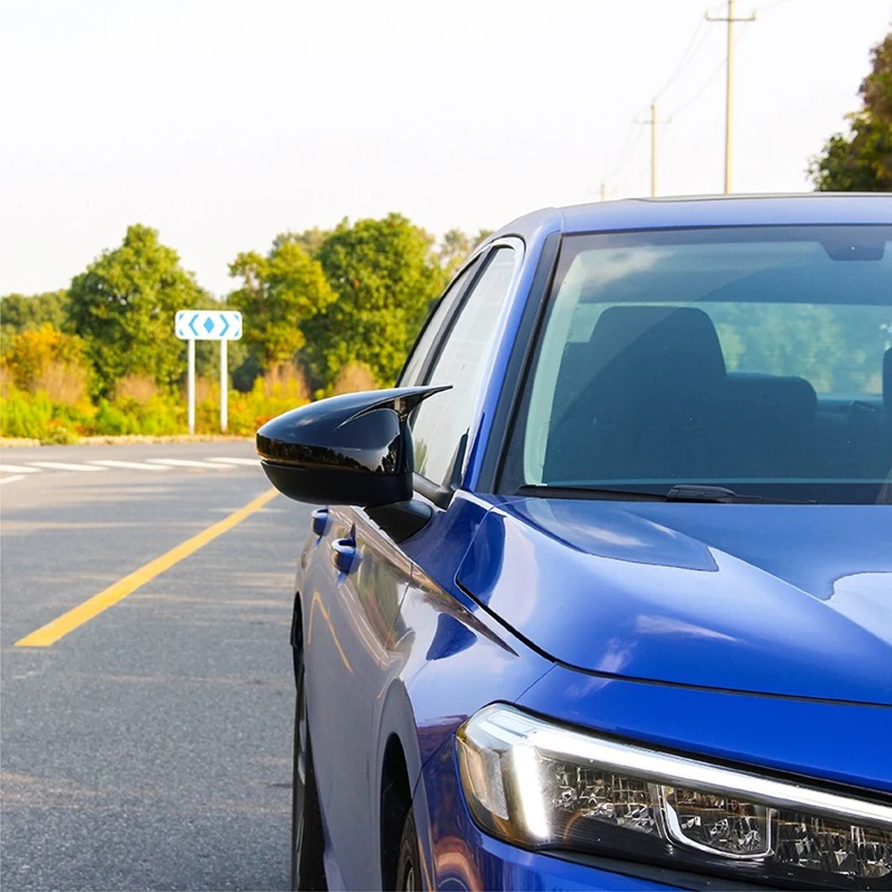 ABS Black Car Side Rearview Mirror Cover Cap Mirror Shell Case For Honda Civic 11th Gen 2022 Rear View Mirror Cover