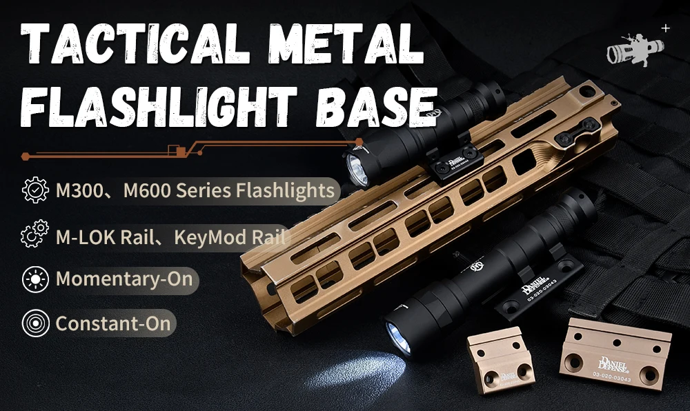 Taktische SF M300 M600 Metall-Taschenlampe LED Weißlicht Jagd Mit DD-Offset-Montagebasis Passend für Mlok Keymod SMR 20MM Schiene – Detail 1