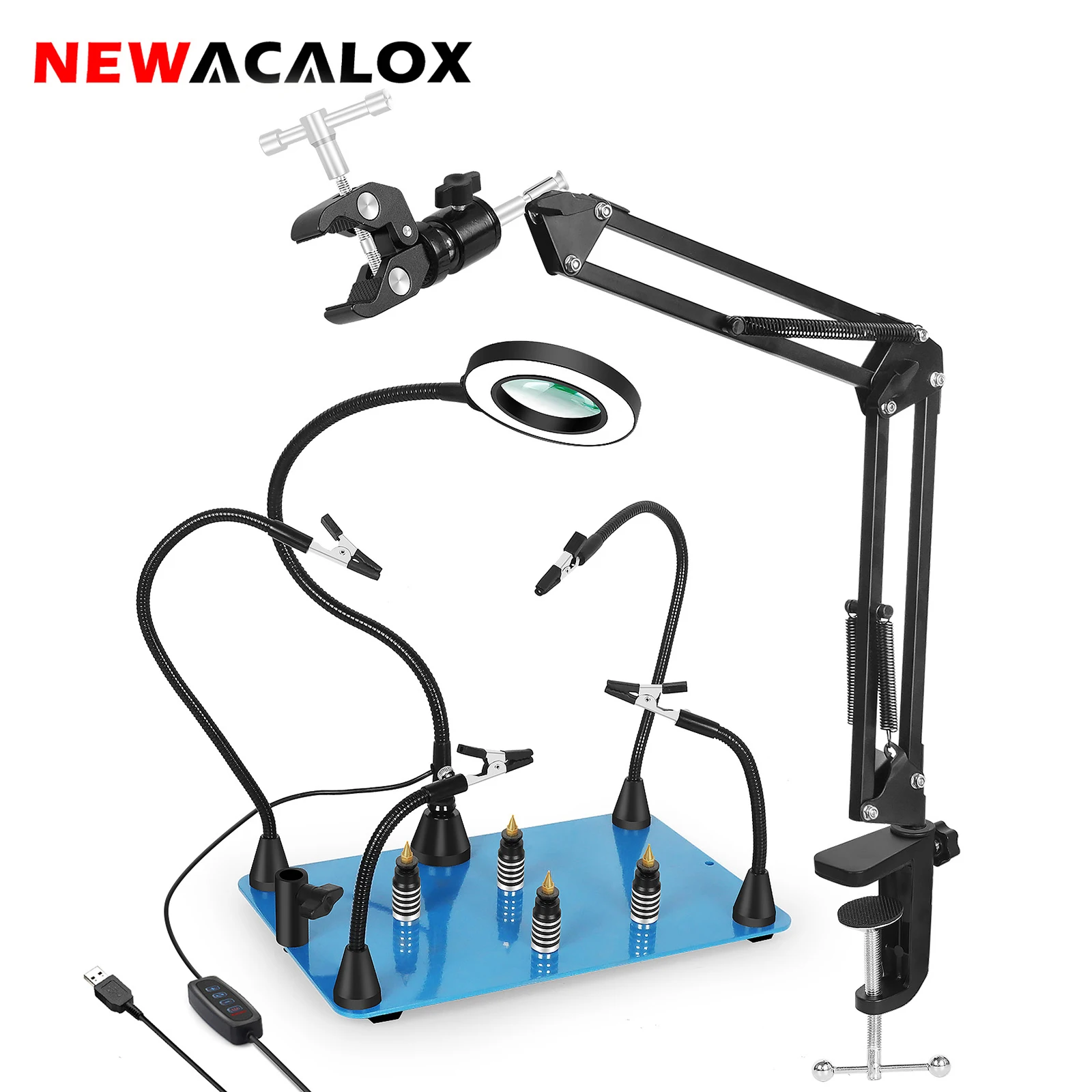 NEWACALOX PCB Board Fixed Clip Crab Claws Soldering Third Hand