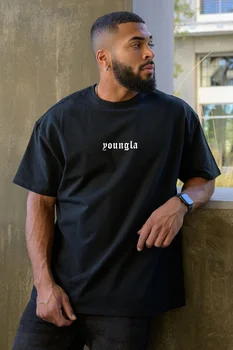 YA T-shirt gulci oversize da uomo Estate Nuovi sport Fitness Girocollo in cotone Manica corta Jogging Palestra Corsa T-shirt da allenamento