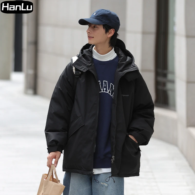

Мужская зимняя уличная одежда, куртка с капюшоном в стиле Харадзюку, парная уличная ветрозащитная куртка с вышивкой, хлопковая куртка, Мужская куртка