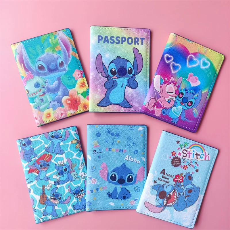 Disney Stitch Cartoon Passport Cover Travel Pu Leather Id Bank Card Bag Boy And Girls Porta Passaporto Porta Carte Di Credito