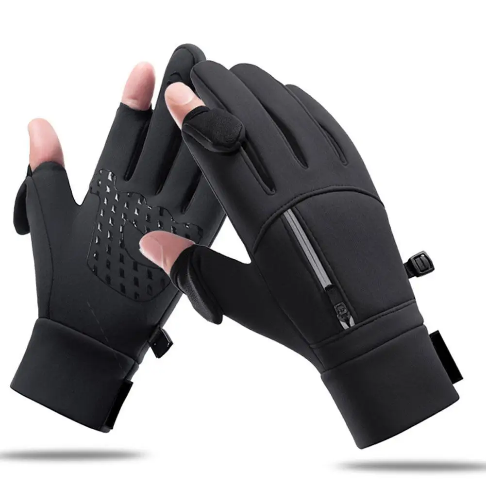 

Мужские зимние водонепроницаемые велосипедные перчатки, перчатки для занятий спортом на открытом воздухе, для бега, мотоцикла, лыжного спорта, для сенсорного экрана, флисовые Нескользящие теплые перчатки с пальцами