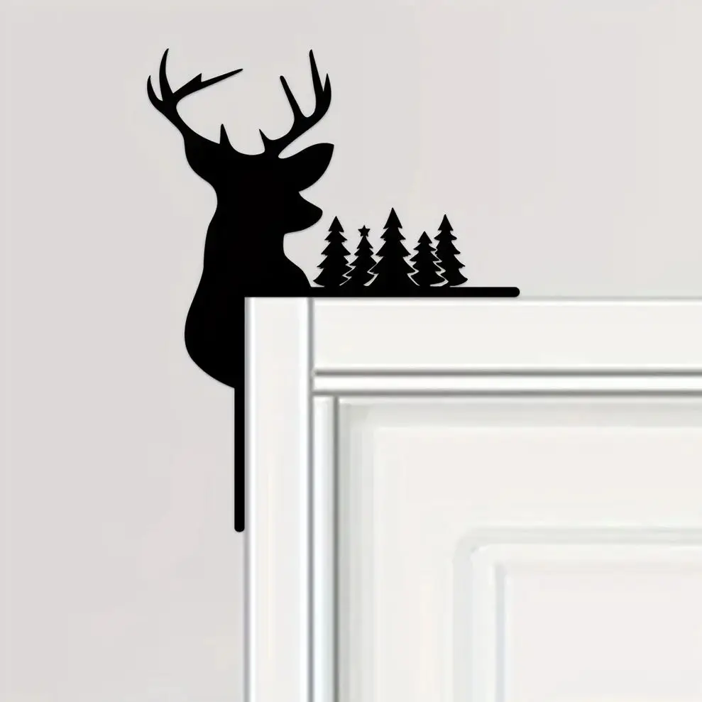 

1pc Moose Silhouette Decorative Wall Stickers Door Frame Corner Decor Art Wall decor metal wall hanging Door Corner Decoration