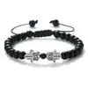 Bracelet pendentif main de Hamsa en perles naturelles œil de tigre et pierre de lave, tressé, pour femmes, hommes, couples, bijou porte-bonheur et protection, cadeau