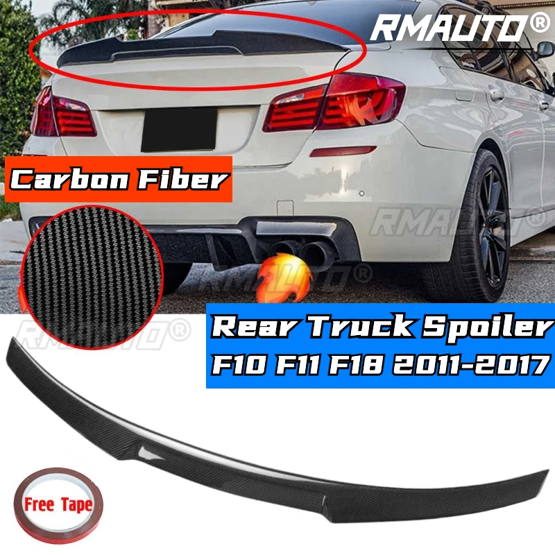 

F10 Spoiler Real Carbon Fiber M4 Style Trunk Wing Body Kit For BMW F10 F11 F18 M5 2011-2017 Rear Wing Spoiler Car Accessories