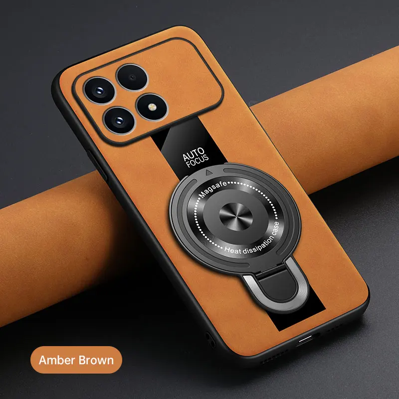 Luxury Silicone Sheepskin Leather Shockproof Back Cover with Magnetic Ring Holder