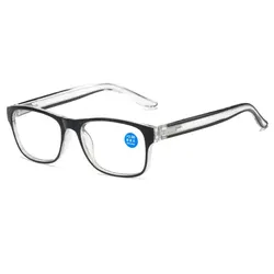 Stylish Unisex Anti Blue Light Square Reading Glasses with Spring Legs (Black)