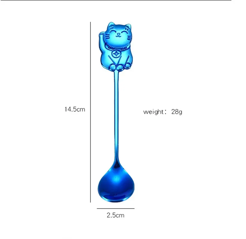 Stainless Steel Spoon Ice Cream Dessert Spoon Creative 304 Stainless Steel Cartoon Lucky Cat Gift Coffee Stirring