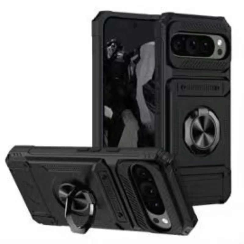 Étui de qualité militaire pour Pixel 9 XL Pixel 9 Pixel 9Pro Anneau rotatif magnétique Béquille Protection robuste contre les chutes_voghion.com