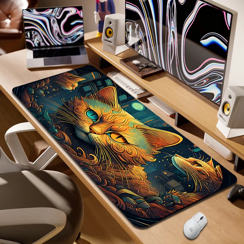 

Large Cartoon Cat Mouse Pad Game Cute Mouse Mat Gaming Mousepad Kawaii Anime Table Carpet Gamer Mausepad Big Keyboard Mat XXL