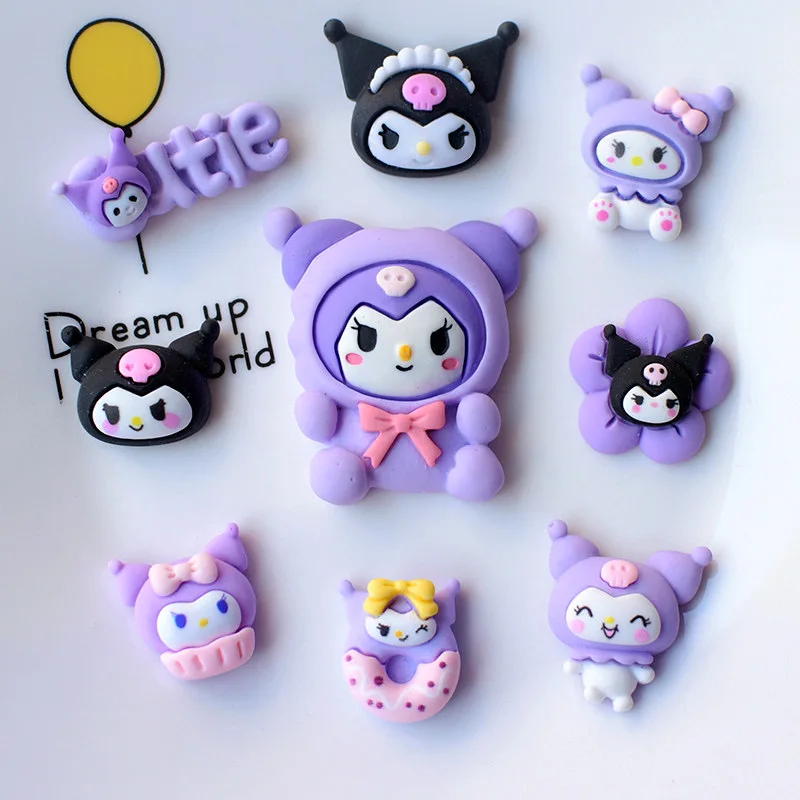 

Sanrio мультфильм Kuromi 3D Смола 10 шт./лот для бантов для волос DIY Ручная работа материалы аксессуары