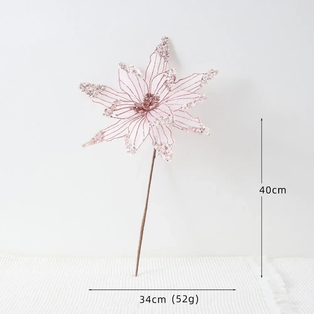 Pink Artificial Poinsettia Flower for Christmas Decorations