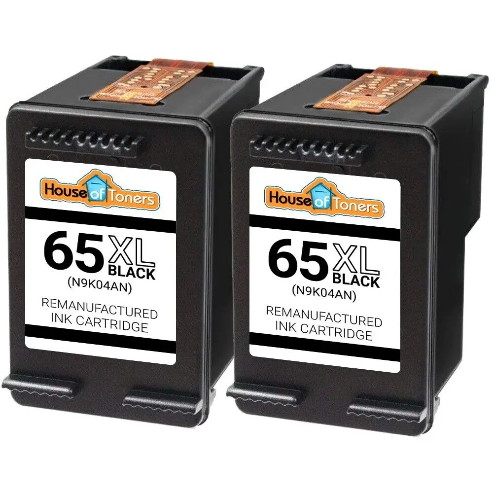 Rigenerato 2Pk Hp 65Xl Nero Per Deskjet 2600 Serie 3700 Envy 5000 Series