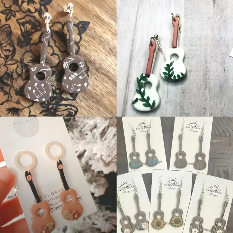 Polymer Clay Tools Guitar Notes Polymer Clay Cutter Musical Polymer Clay Mold DIY Ceramic Earrings Jewelry Pendant Shape Cutting Pottery Tools
