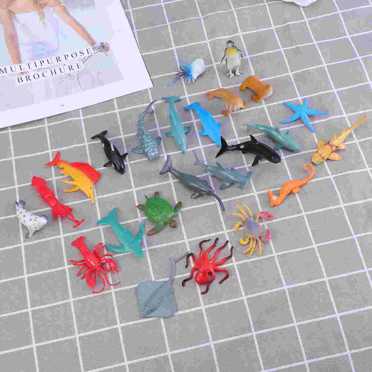 

24pcs Animals Figures Realistic Ocean Sharks Turtle Model Creature for Home Shop Birthday Party