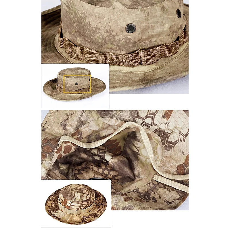 Camouflage Boonie Men Hat Bucket Hats Summer Cap Hunting Hiking Outdoor Camo Sun Caps
