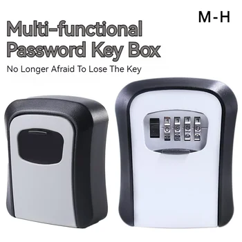 Wall Mount Key Lock Box 4 Digit Password Code Security Lock No Key for Home Office Key Safe Secret Storage Box Organizer 1