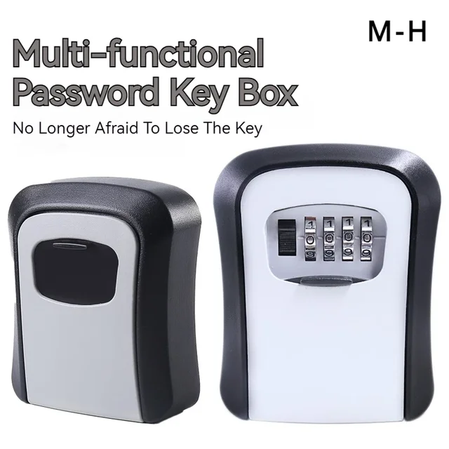 Wall Mount Key Lock Box 4 Digit Password Code Security Lock No Key for Home Office Key Safe Secret Storage Box Organizer 1