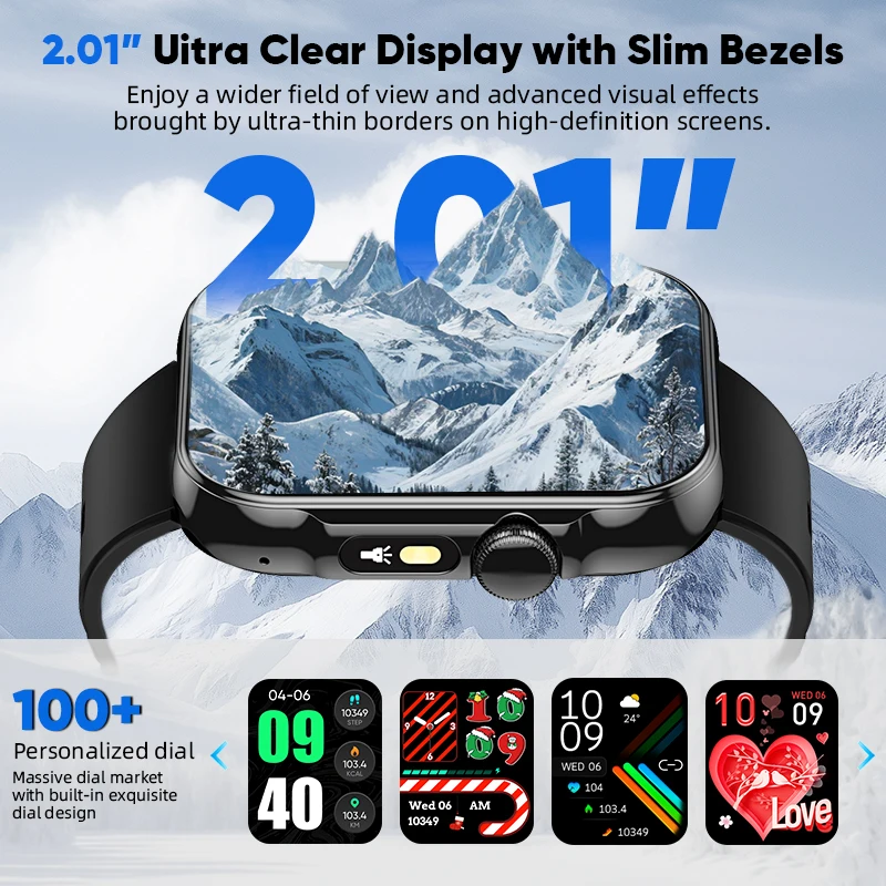 LIGE Men Sports Smart Watch 2.02" HD Screen Blood Oxygen Bluetooth Call Watch 100+ Sports LED Flashlight Outdoor Smartwatch New