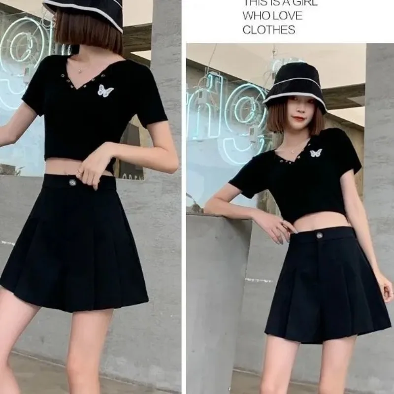 Shorts for Women's Summer 2023 New High Waisted Loose Pleated Wide Leg Pants Thin and Slimming Design Casual Pants