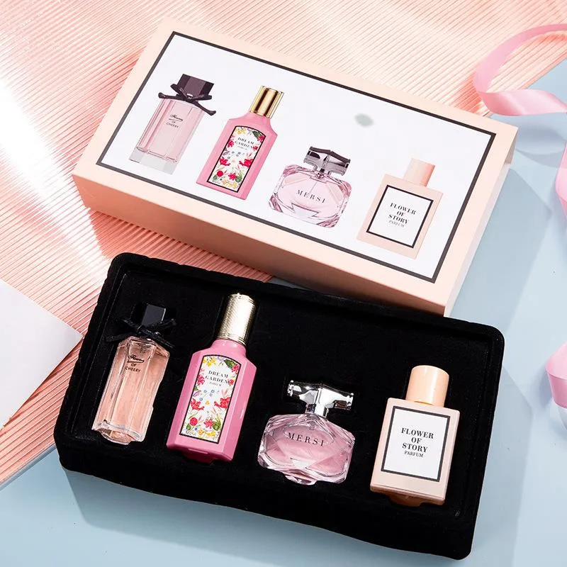 2024. gada jauns Hot Perfume sieviešu smaržu komplekta kastīte, četrdaļīgs komplekts Huayue Blooming Gift Box smaržas, izturīgas sieviešu smaržas_voghion.com