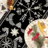 Black Viking Sacred Tree Linen Table Runner Party Decor Celtic Raven Helmet of Awe Kitchen Dining Table Runner Home Table Decor 4