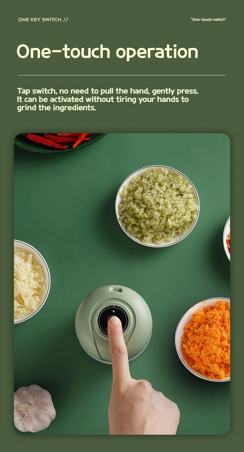 Mini Electric Garlic Chopper 250ML, USB Charging Ginger and Vegetable Cutter, Food Processor Kitchen Tool for Quick Chopping