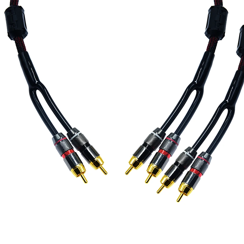 Jack male 1 One to four 4 rca female amplifier speaker cable 3.5 Turn 4RCA  Computer with two sets of audio cabl 3.5mmTurn Lotus - AliExpress