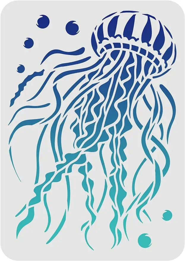 Reusable Ocean Theme Jellyfish Stencil - 11.7x8.3 inch Marine Life Design