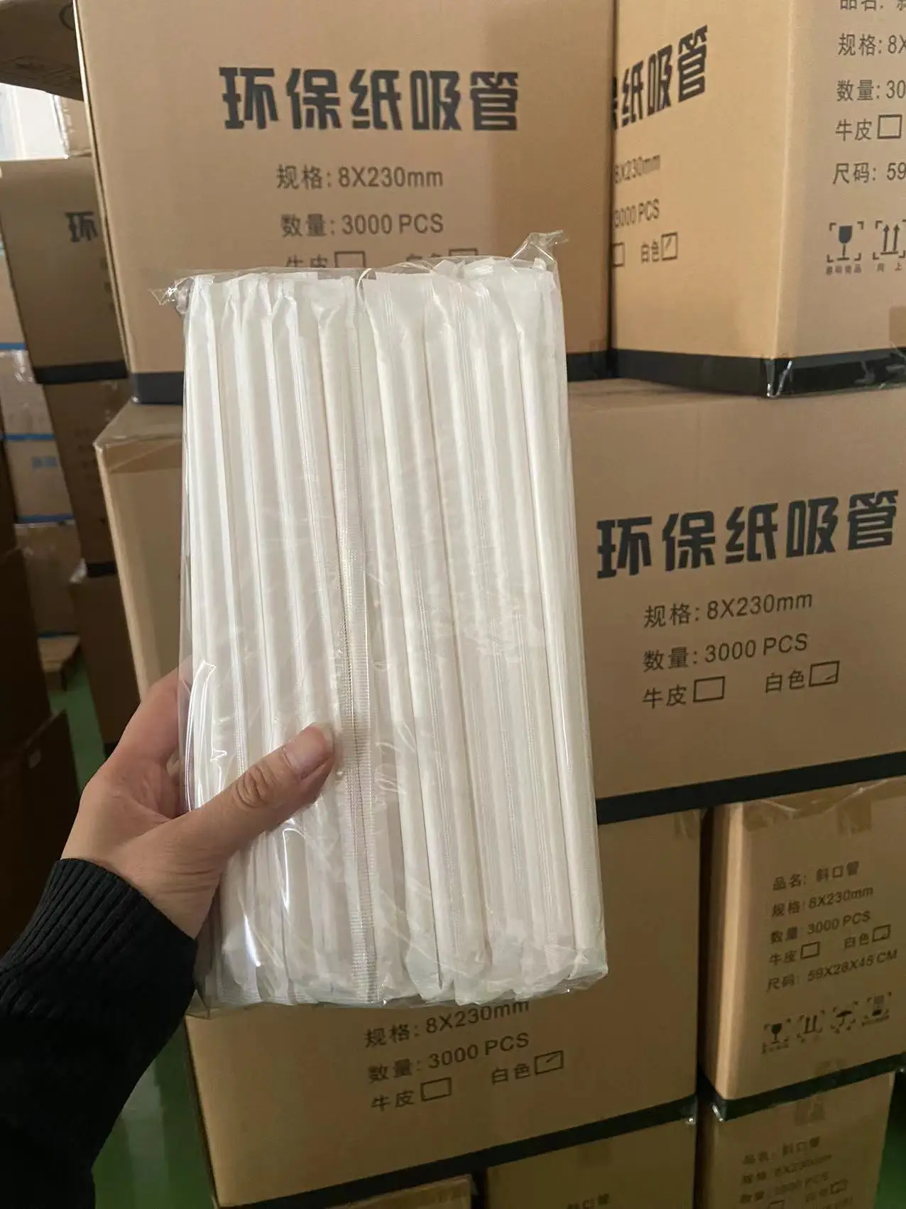 8*230mm Paper Straws 200pcs Mxed Colorful Cotton Swabs Food Decoration Dessert Drink Paper Straws for Dessert Coffee Restaurant