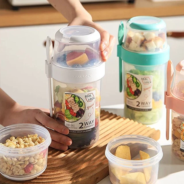 Breakfast On The Go Cups Cereal And Milk Container Airtight Food