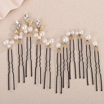 11 Pieces Bridal Hair Accessories Pearl Wedding Hair Pins Handmade Bridal Hair Pins for Wedding  Women Rhinestone Bride Hairpins