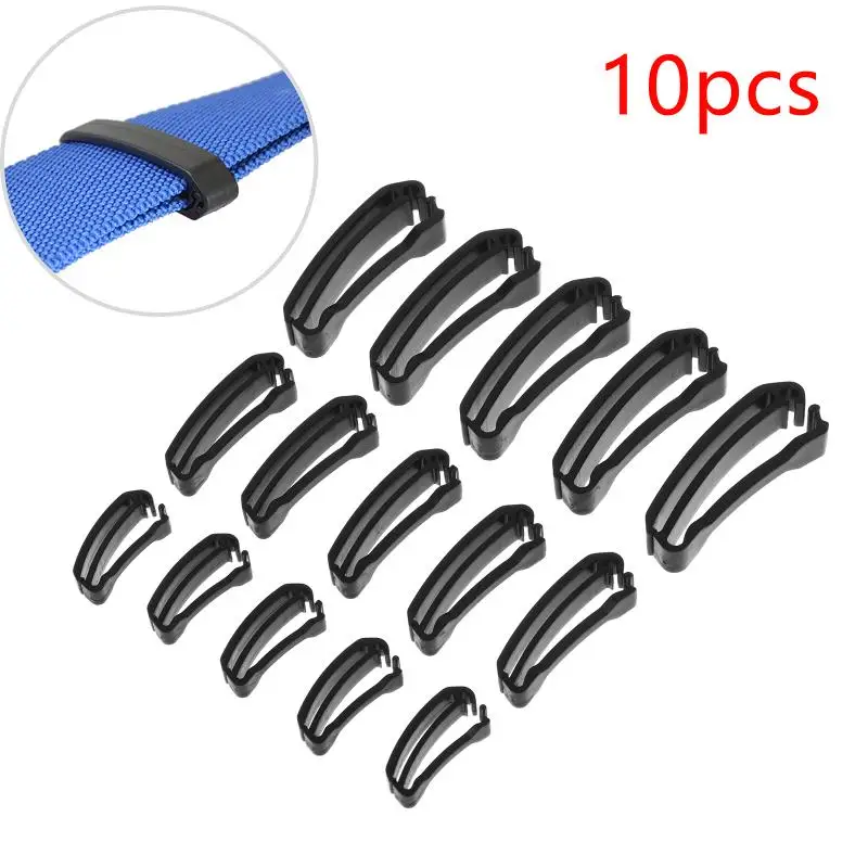 10Pcs 웨빙용 플라스틱 고정 클립 퀵 슬립 키퍼 웨빙 테일 클립 버클 벨트 보..