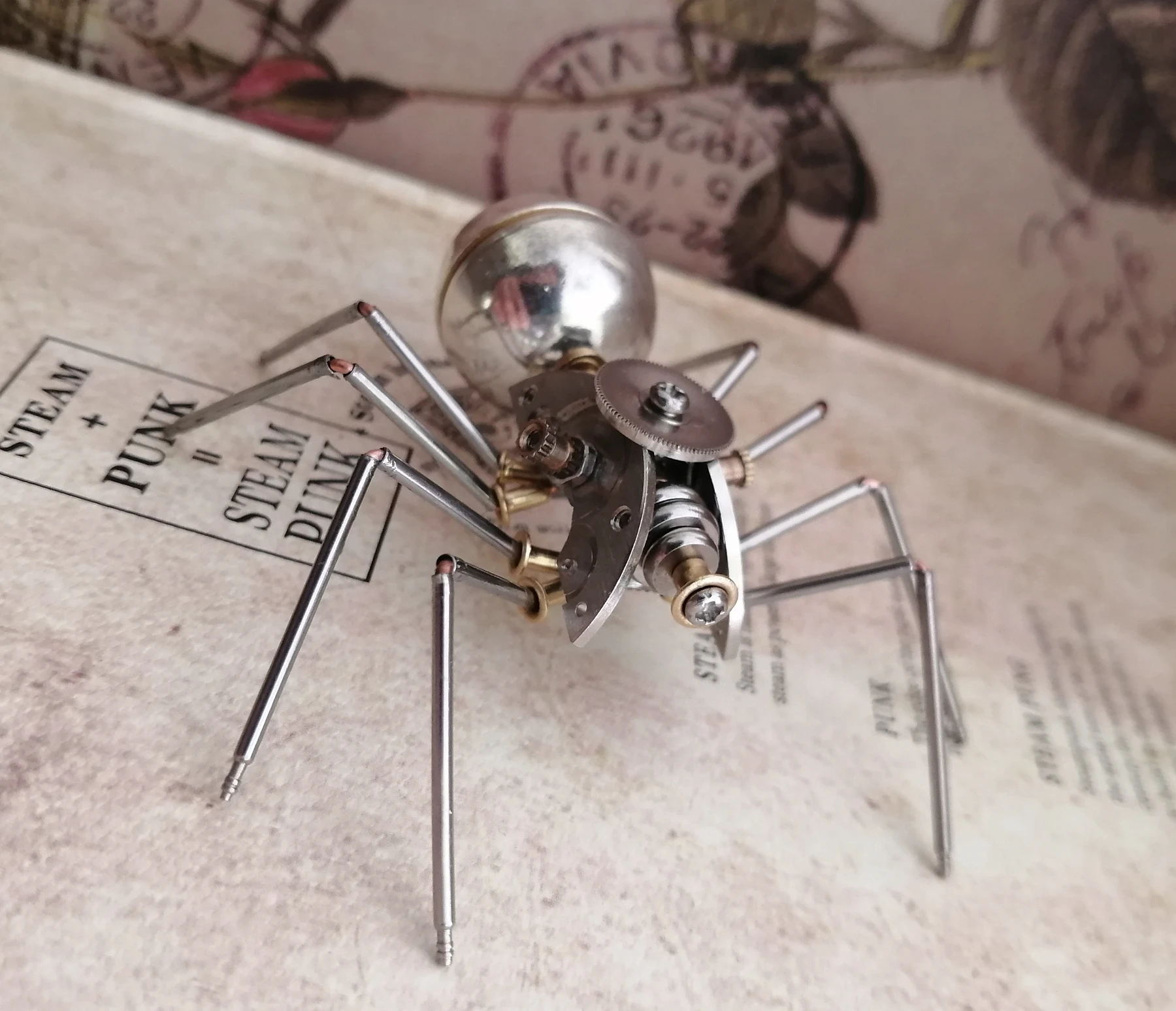 3D steampunk mechanical insect simple spider punk metal model pure handmade small crafts ornaments-Finished Product