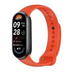 Silicone Sport Wristband Strap - Replacement Accessory - Mi Band 9 8 (Orange)