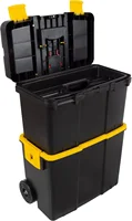 Portable Tool Box with Wheels - Stackable 2-in-1 Tool Chest with Fold-Down Comfort Handles, Tough Latches 1