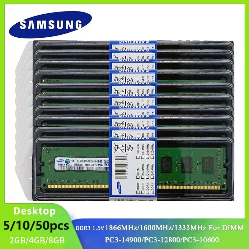 5/10/50PCS Wholesale Price DDR3 SAMSUNG Memory DIMM RAM 8GB 4GB