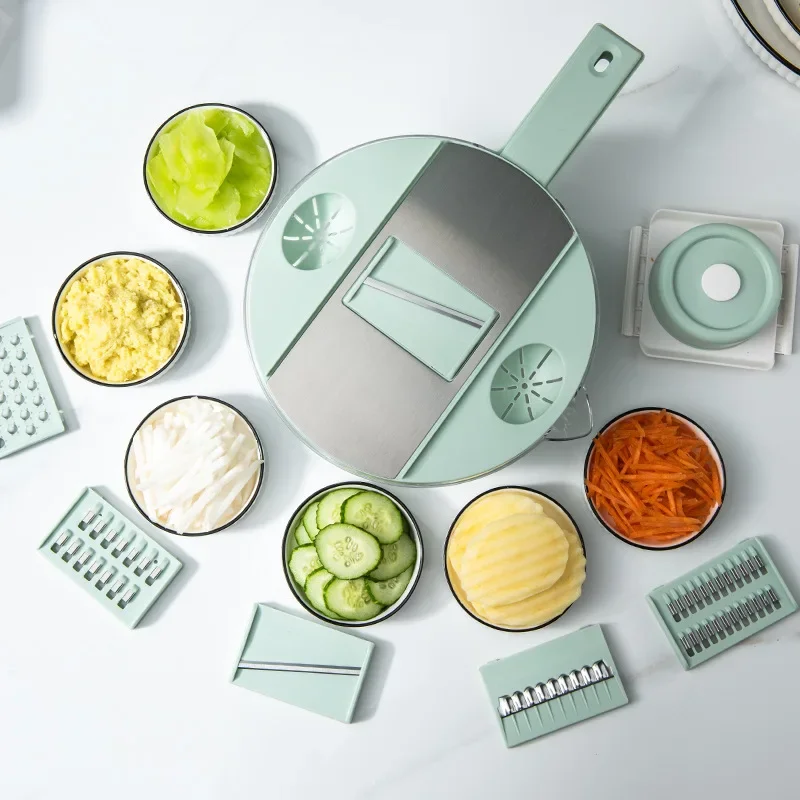 

Multifunctional Stainless Steel Draining Vegetable Cutter Household Grater Kitchen Slicing and Shredding Artifact Wiping Device