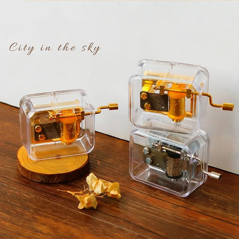 Music Box Mini Creative Acrylic Hand Windup Metal Movement