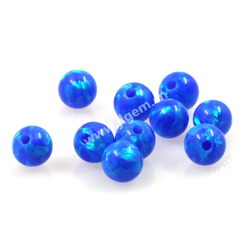 (10 Pz/20 Pz/50 Pz/Lotto) 4Mm Op05 Colore Blu Scuro Rotondo Liscio Sfera Forma Palline Opale Sintetico Con Fori Pieni